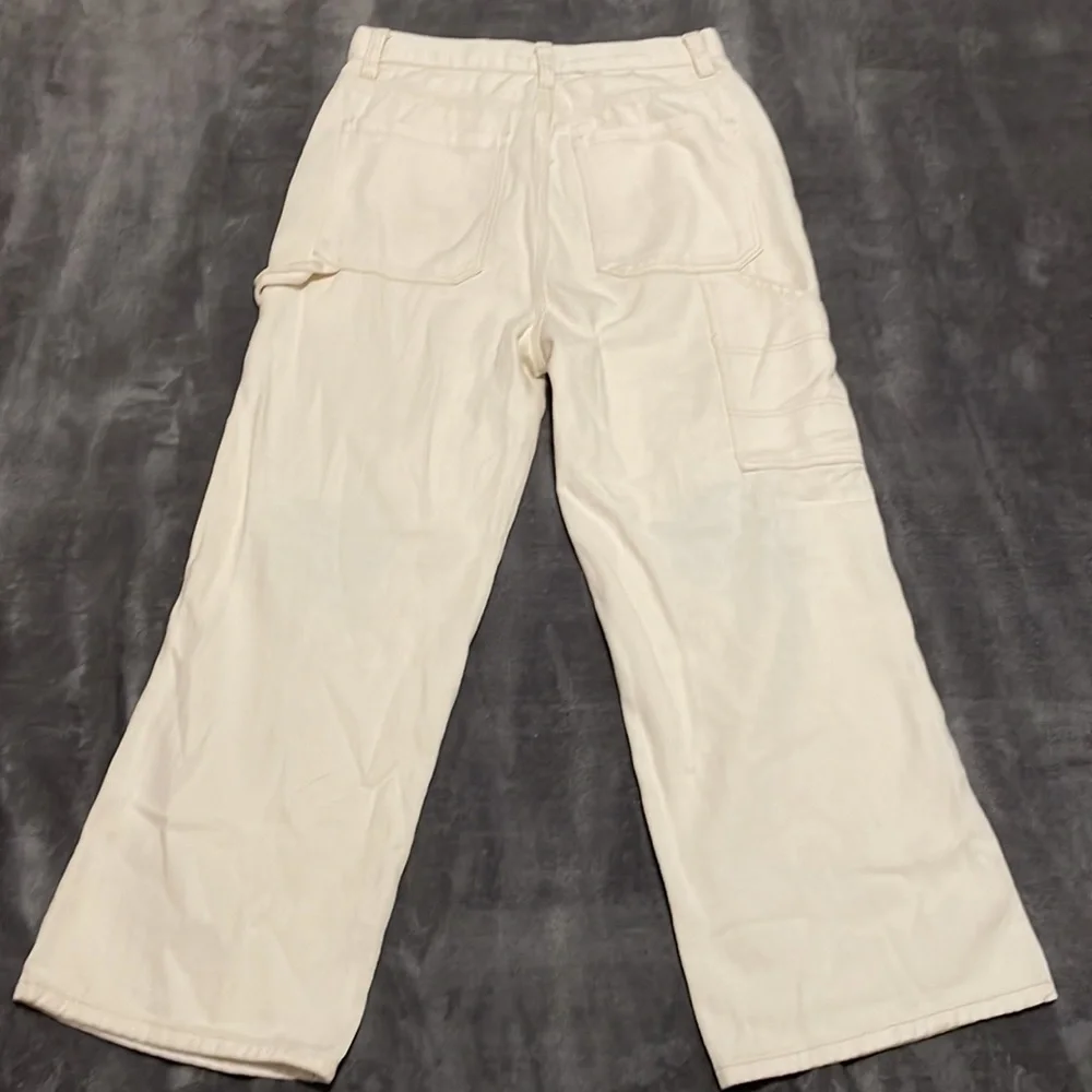 Cream Ripped Baggy Jeans - Picture 2 of 7